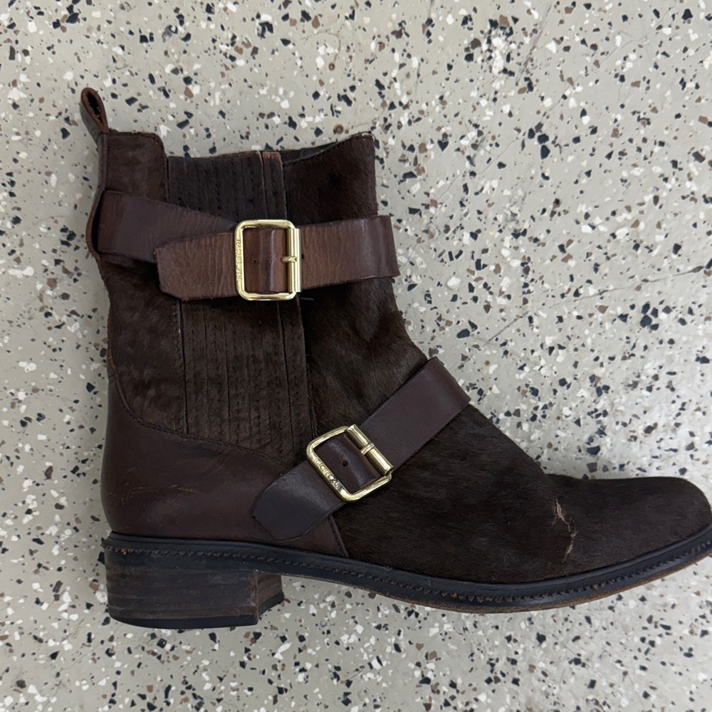 Rachel Zoe Dark Brown Moto Boots with Buckles